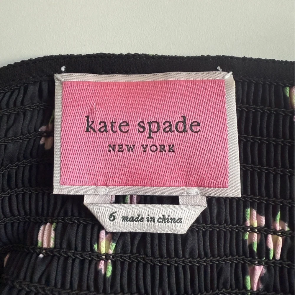 Kate Spade Ditsy Begonia flutter sleeve black floral dress sz 6
